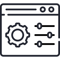 Icon of a web browser window with a gear symbol indicating settings or configuration