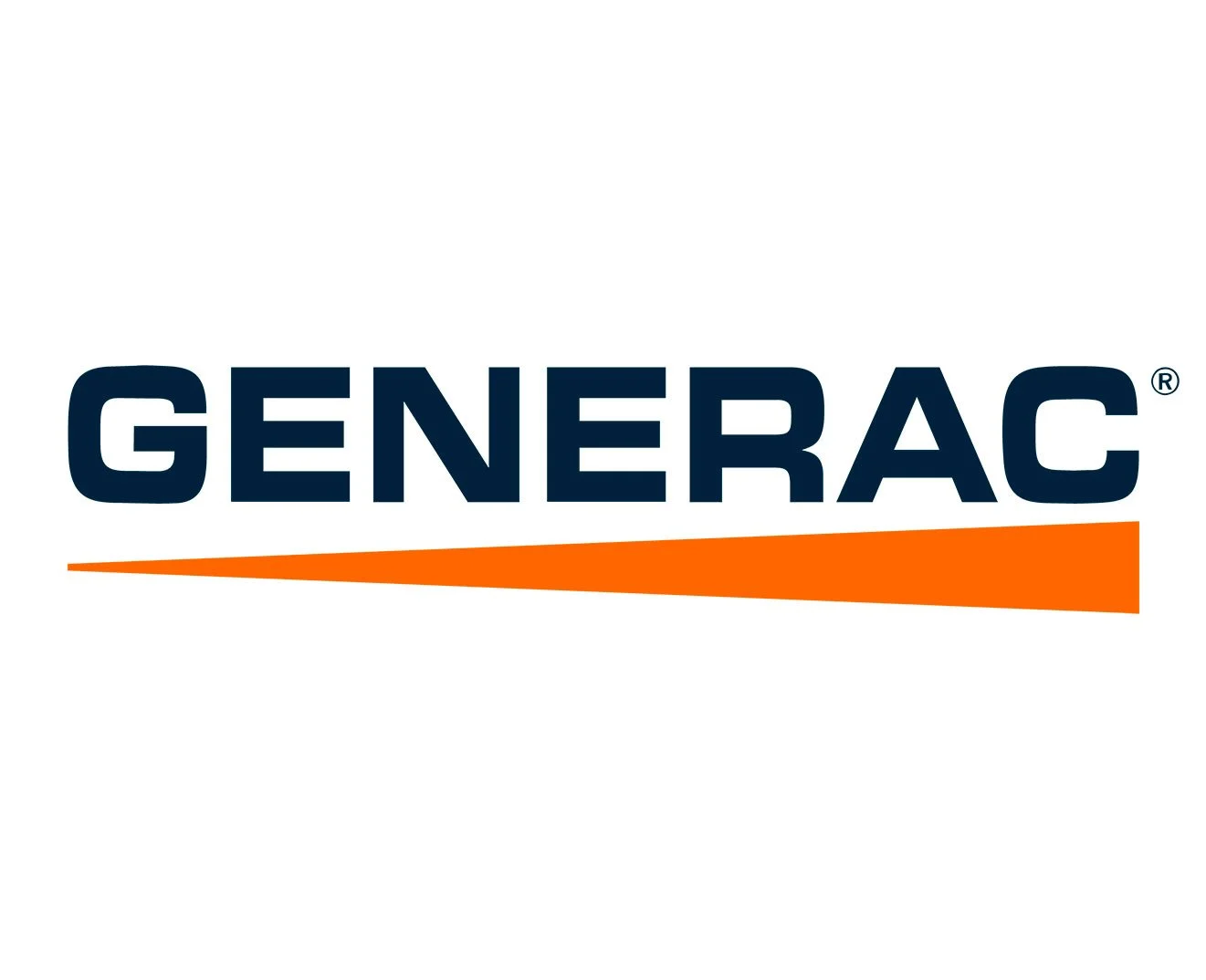 Generac logo with bold black text and an orange swoosh underneath.