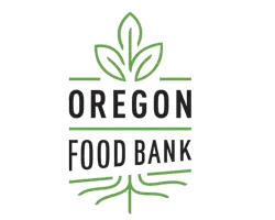 Logo of Oregon Food Bank featuring stylized green leaves and the text 'Oregon Food Bank'.