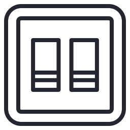 Icon of a switch or control panel with two vertical sliders.