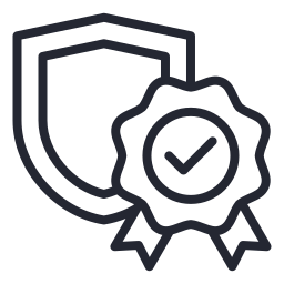 Shield with a checkmark badge, symbolizing security or certification.