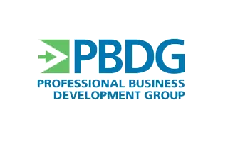 PBDG Professional Business Development Group logo with green arrow and blue text.