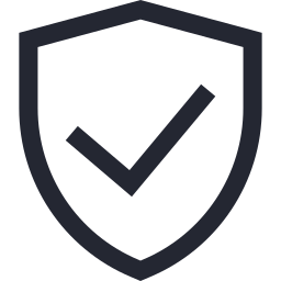 A shield icon with a checkmark inside it, symbolizing security or protection.