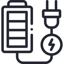 Battery charging cable with a power plug and charging indicator