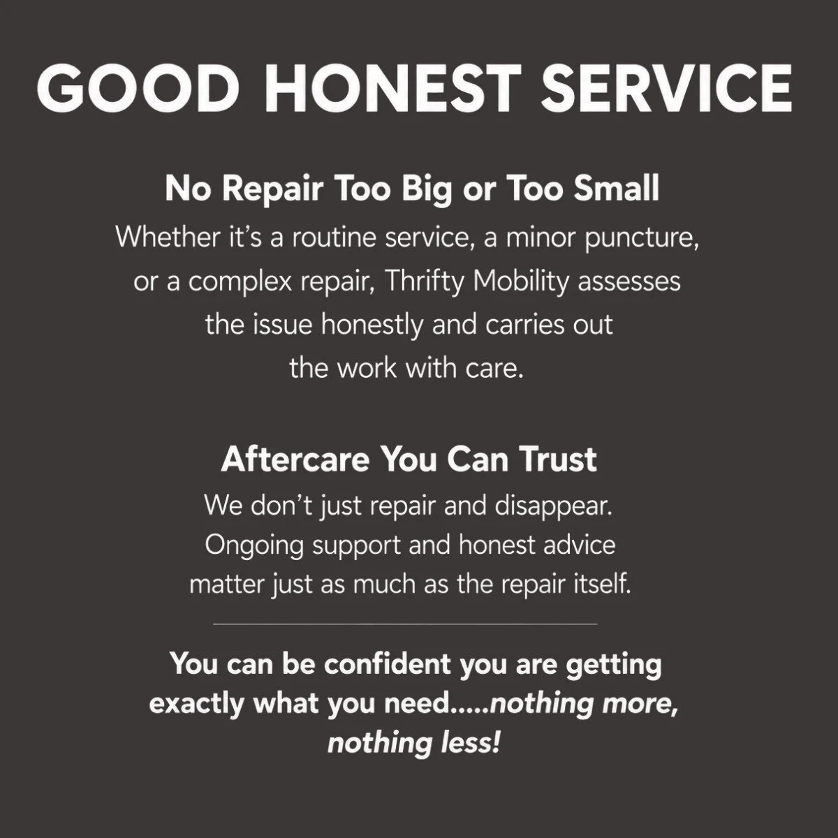 Good honest mobility scooter and powerchair servicing and repairs in Norfolk with trusted aftercare and honest advice from Thrifty Mobility.