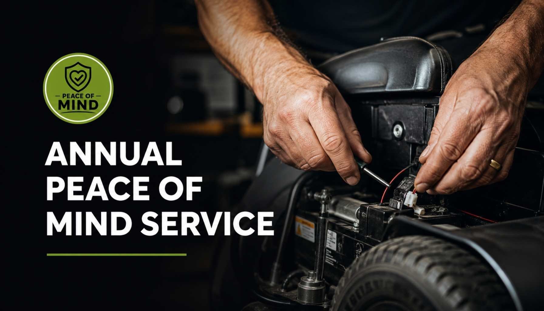 Annual Peace of Mind mobility scooter servicing and safety checks by Thrifty Mobility Norfolk