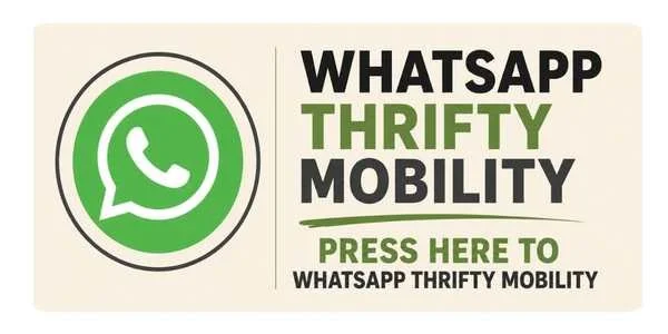 WhatsApp Thrifty Mobility button for mobility scooter and powerchair repair enquiries