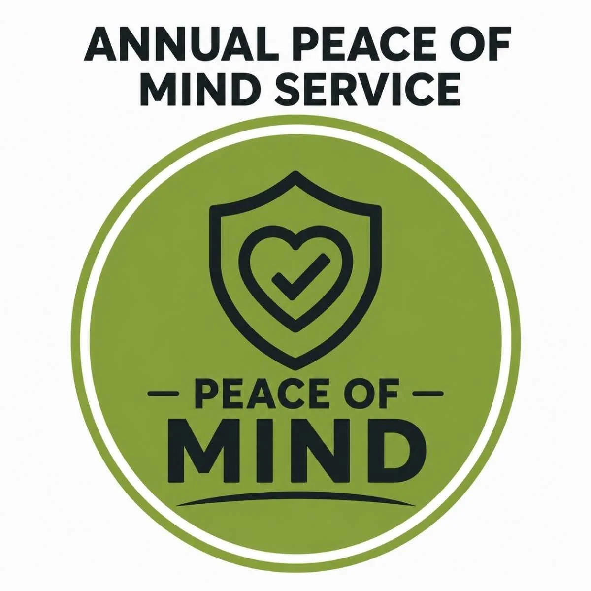 Thrifty Mobility Annual Peace of Mind Service graphic with shield and heart icon representing reliable mobility scooter and powerchair servicing support in Norfolk.