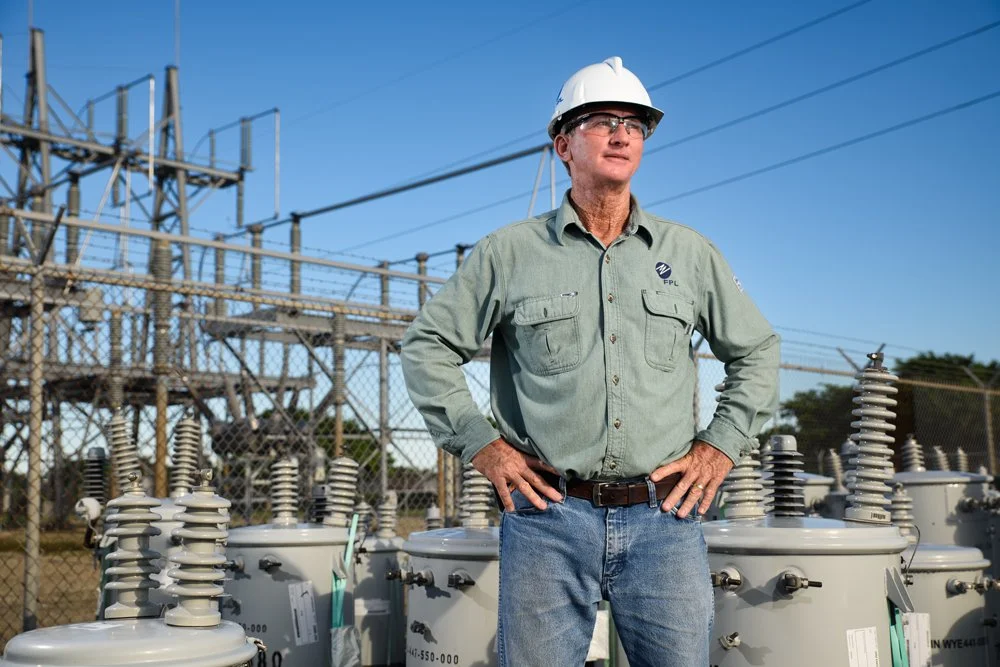 Florida Power & Light (FPL) lineworker George Green poses for a portrait, Friday, September 23, 2016, at the Boynton Beach Substation in Boynton Beach, Florida. Lineworkers are responsible for the safe installation, maintenance, and repair of high-vo