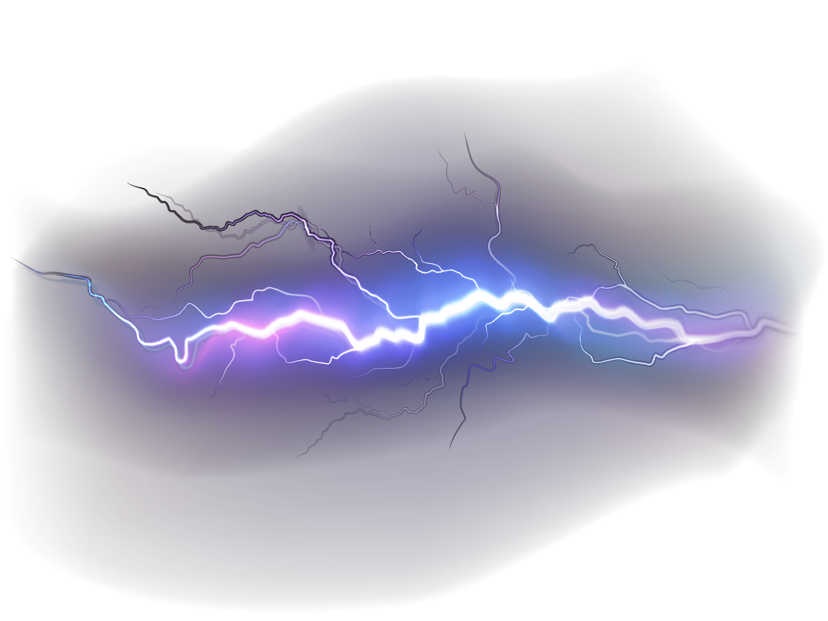 Bright purple and blue lightning bolt in a dark background.