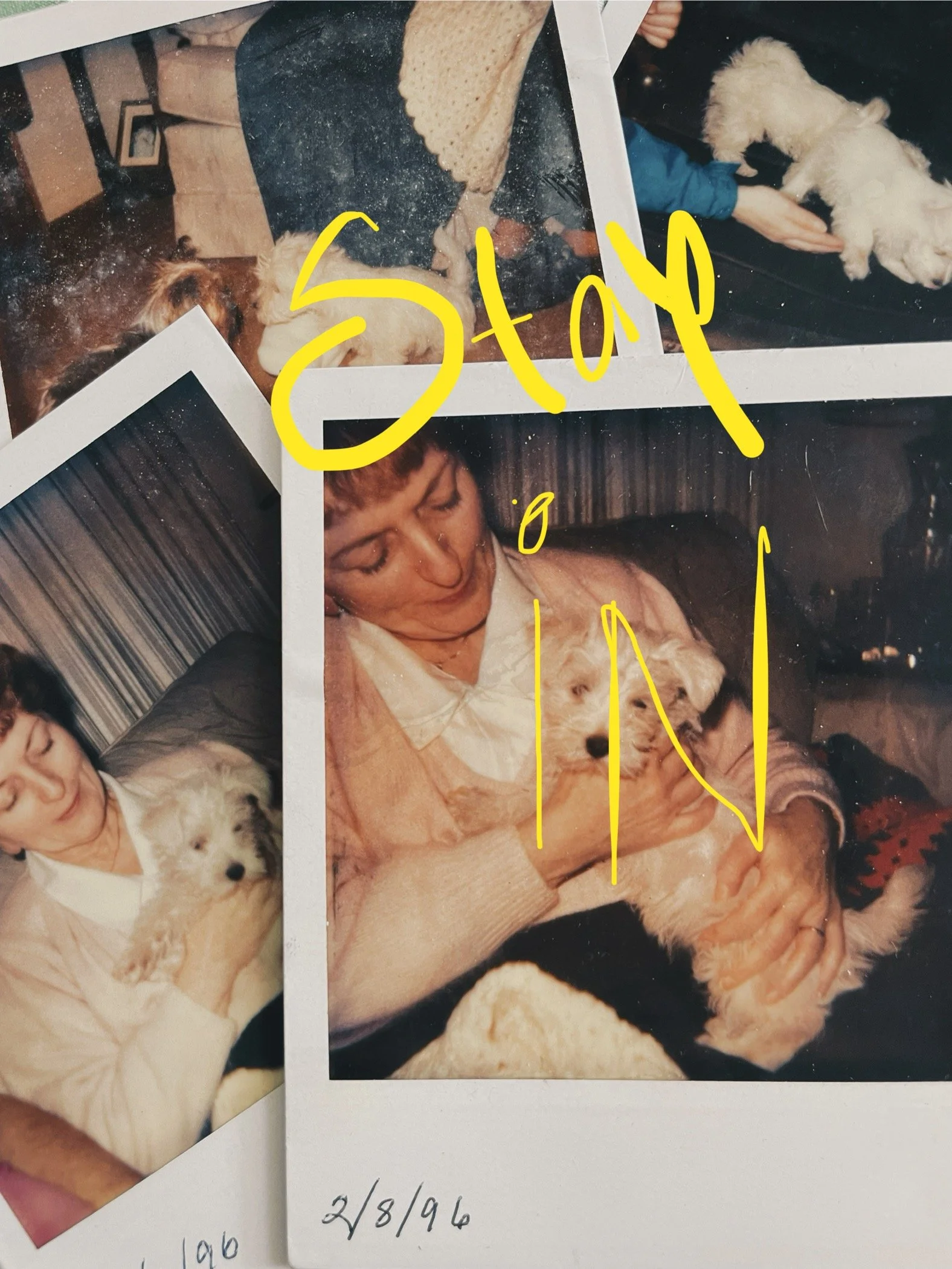 Photographs of women with dogs, marked with the date 2/8/96.