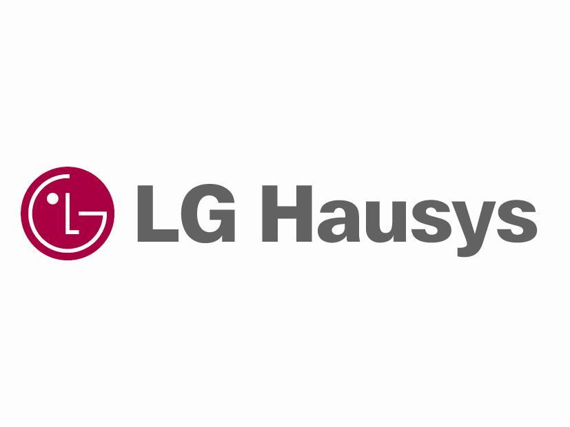 LG Hausys logo with red LG icon and gray text on white background.