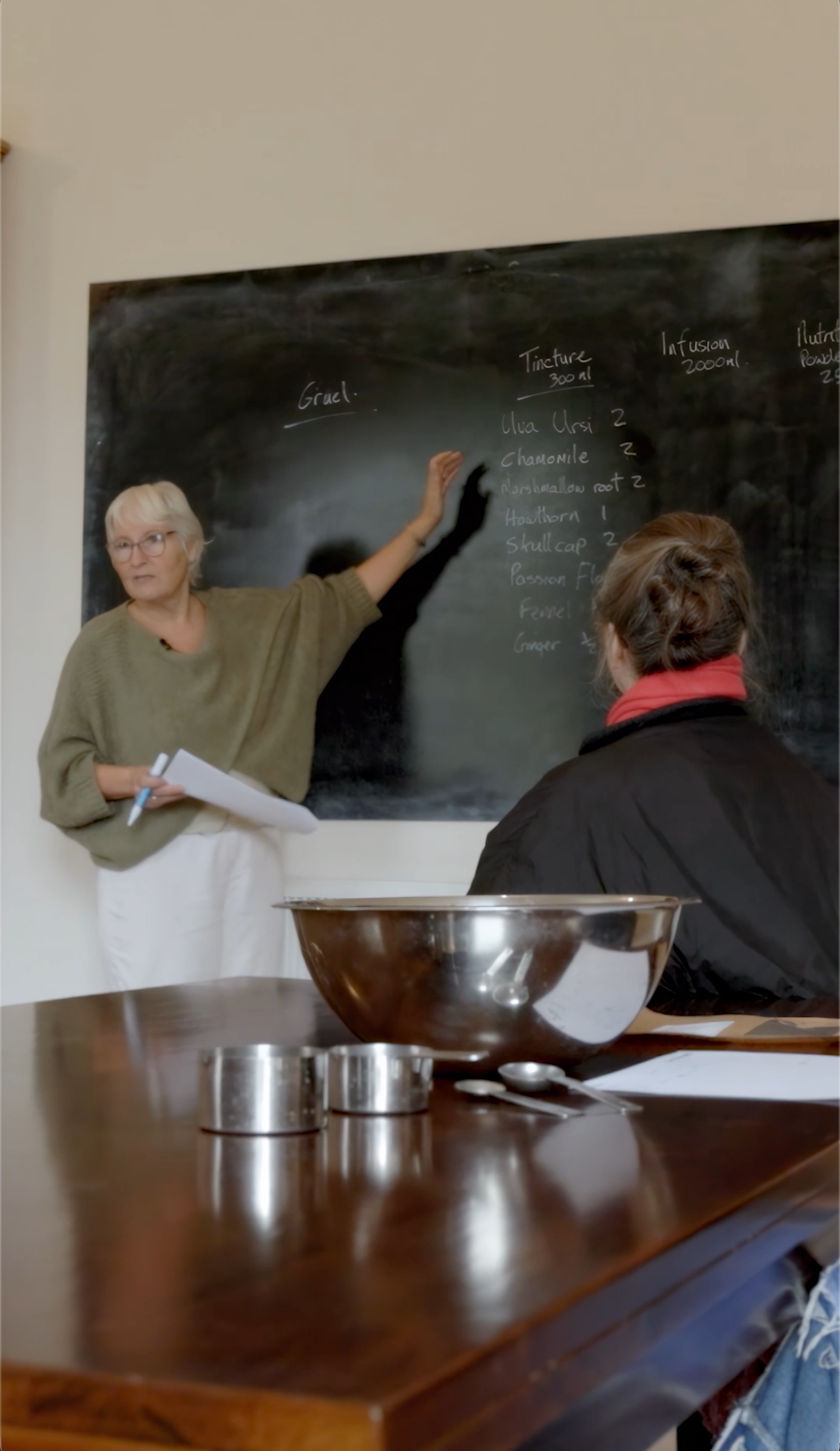 Tutor Donna Weir teaching students in the dispensary at Core College.