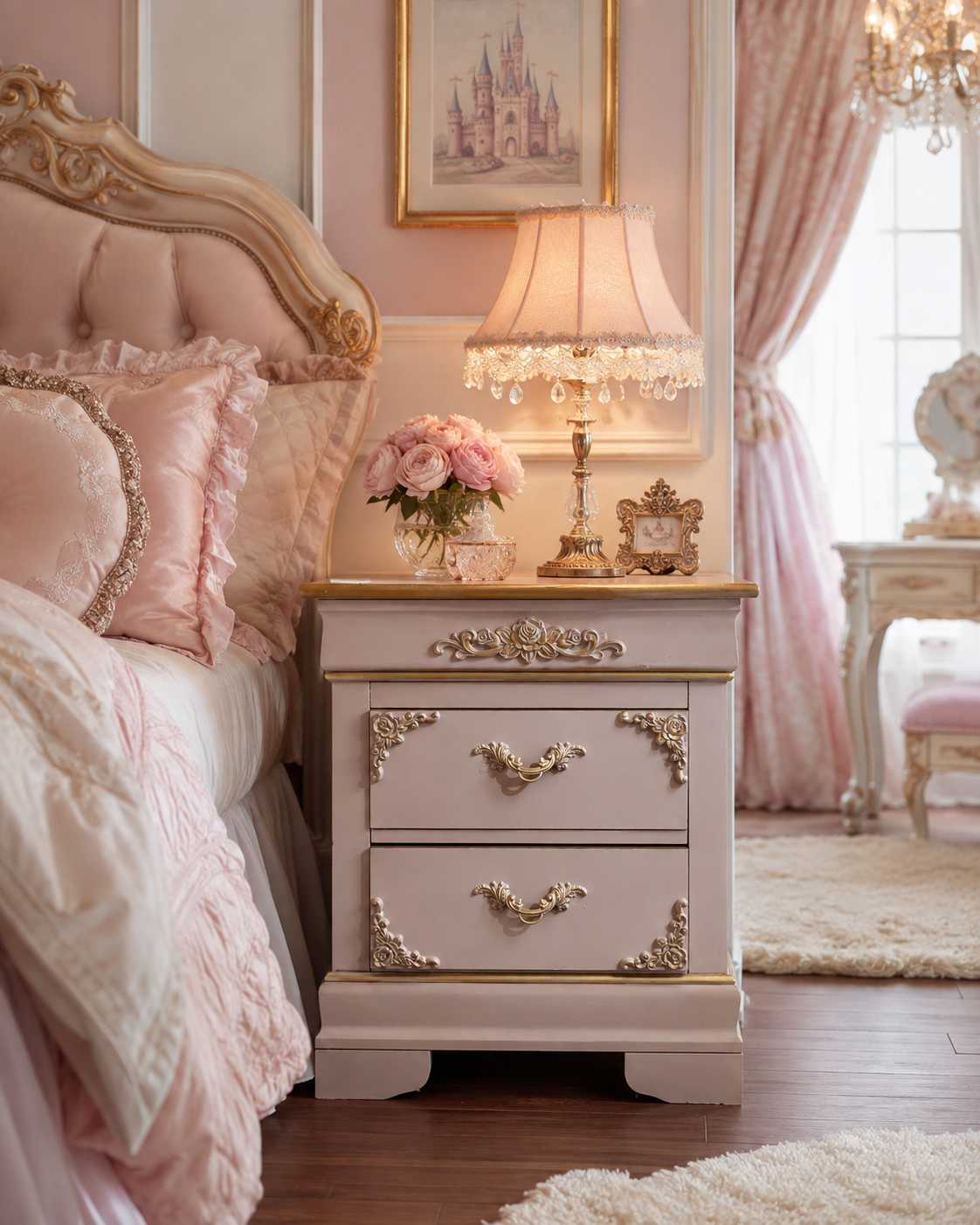 Dusty Blush French Provincial Nightstands