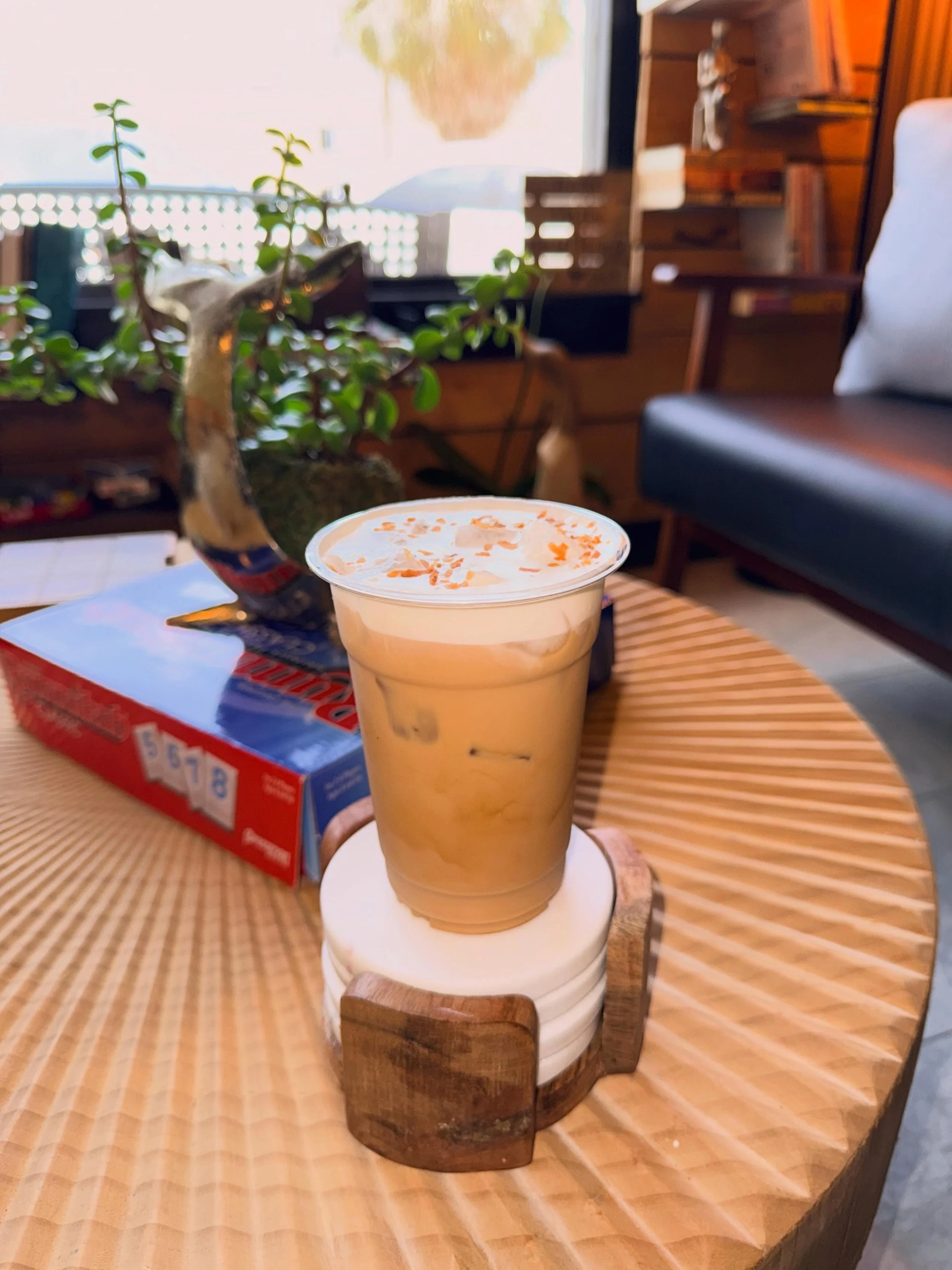 Our creamy Coconut Iced Latte is made with smooth coconut milk, topped with fluffy coconut cold foam, and finished with toasted coconut flakes for the perfect tropical sip. 🌴✨