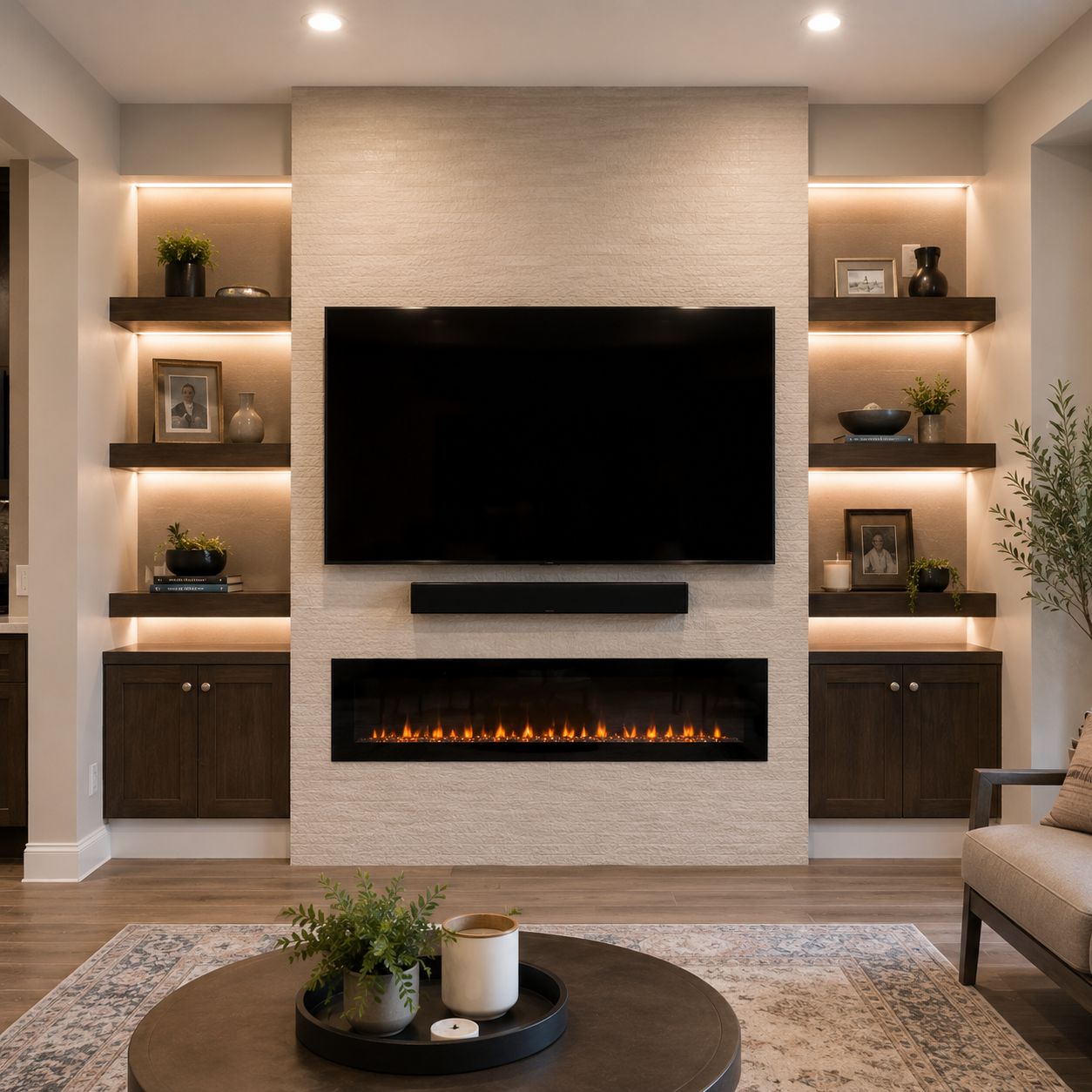 Professional TV mounting and entertainment wall installation in Palatine, Illinois by Singh Makeovers
