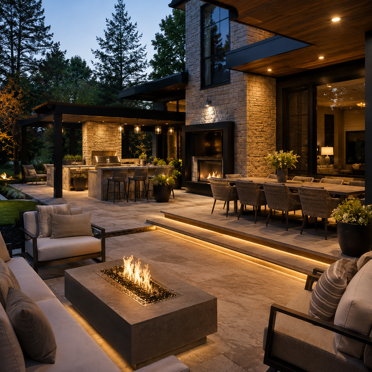 Custom patio construction and outdoor living space in Palatine, Illinois by Singh Makeovers