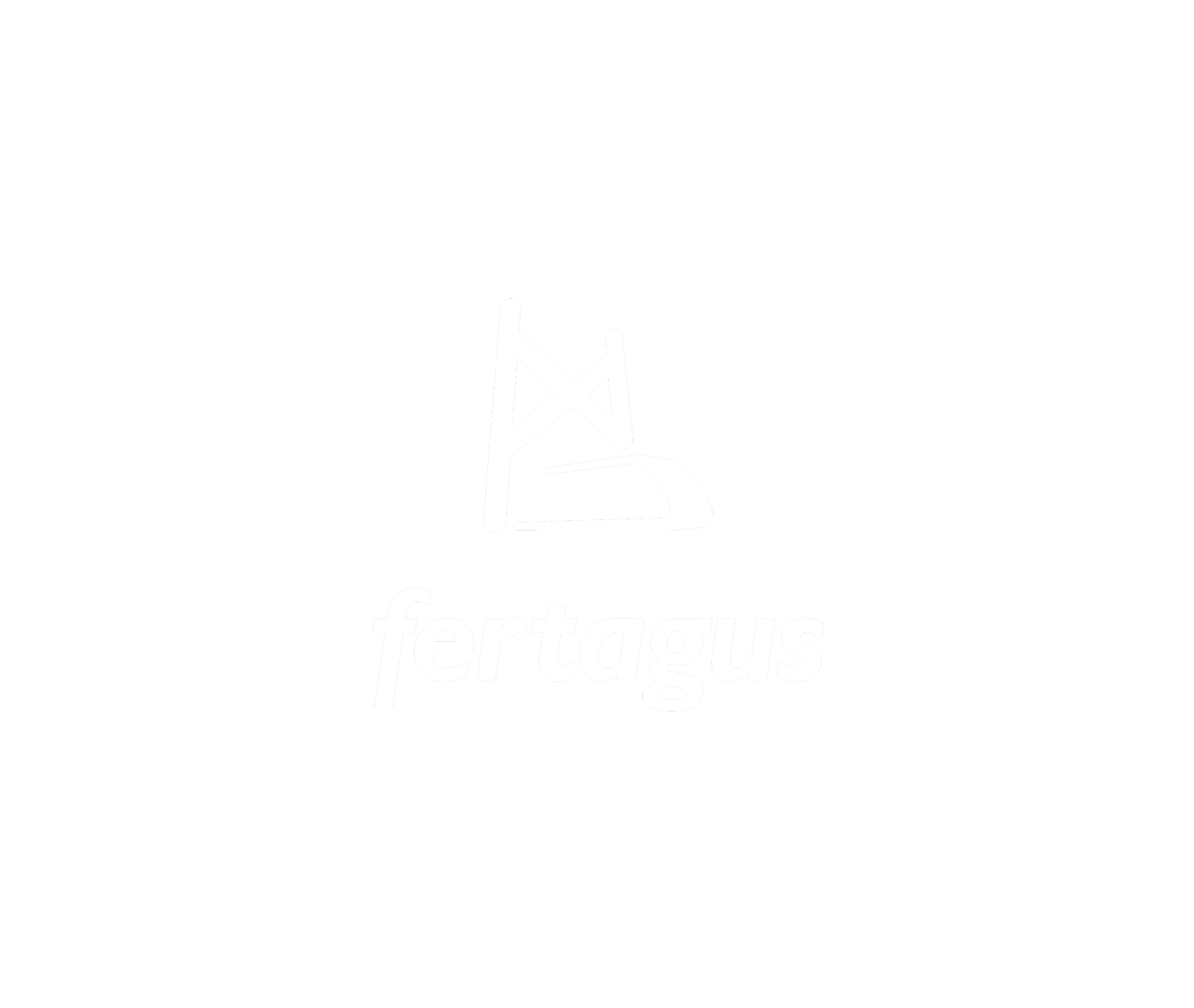 White website header with black text displaying 'Fertagus' and a logo that appears to be a stylized plant or tree with a chair underneath.