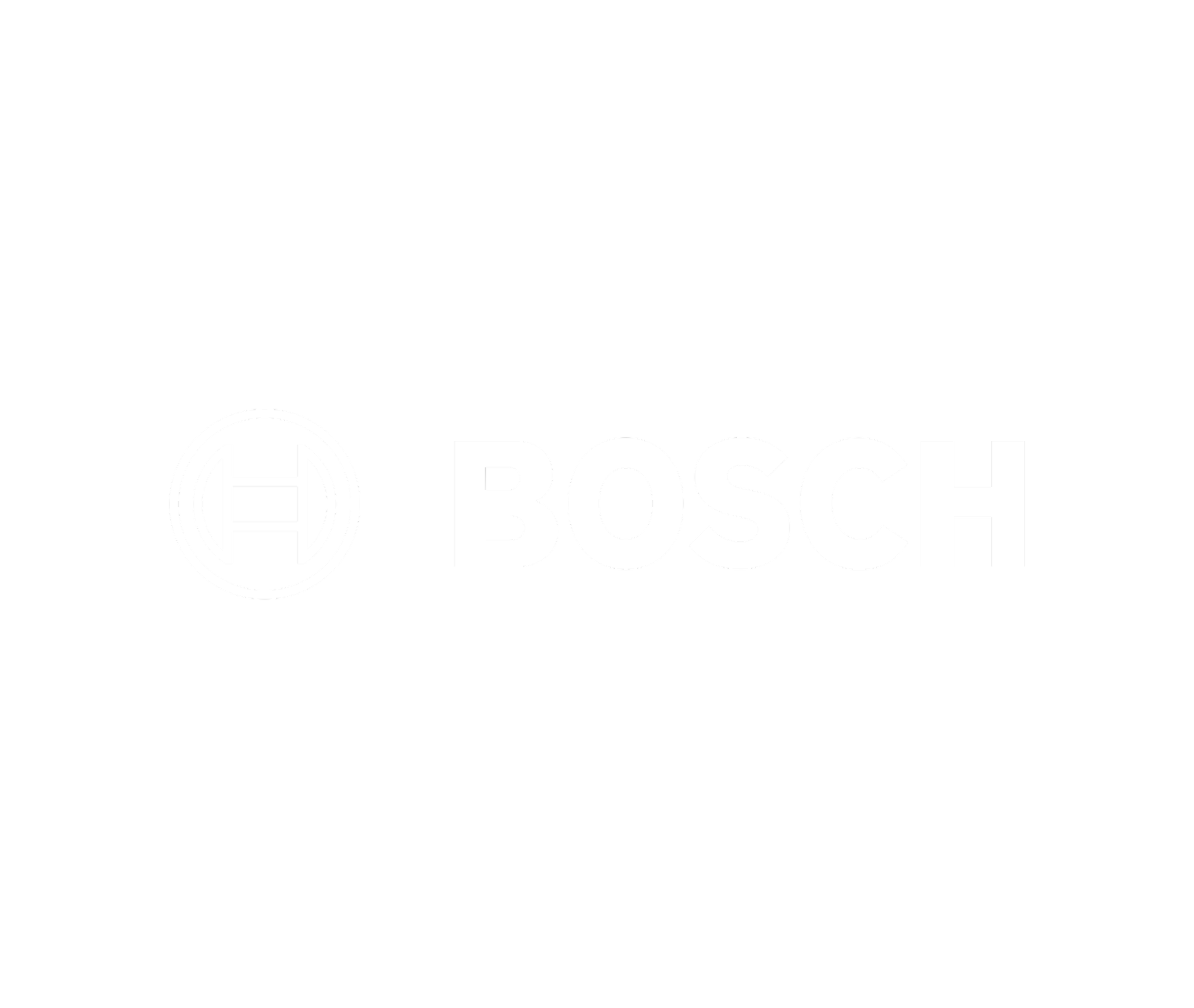 Black background with white text displaying the Bosch logo and stylized letter H inside a circle.