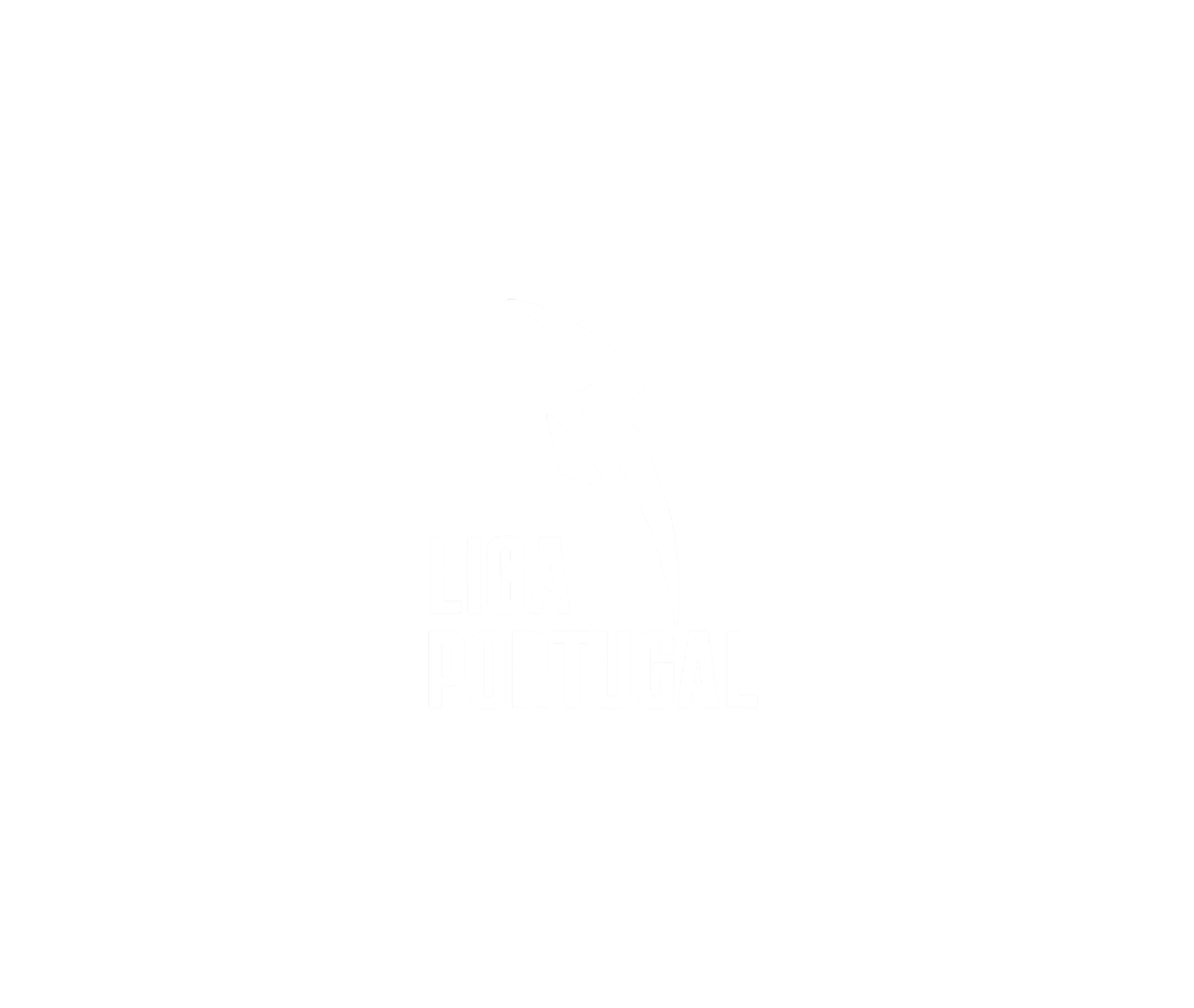 Black background with white text and a white curved arrow. The text reads "Liga Portuguesa".