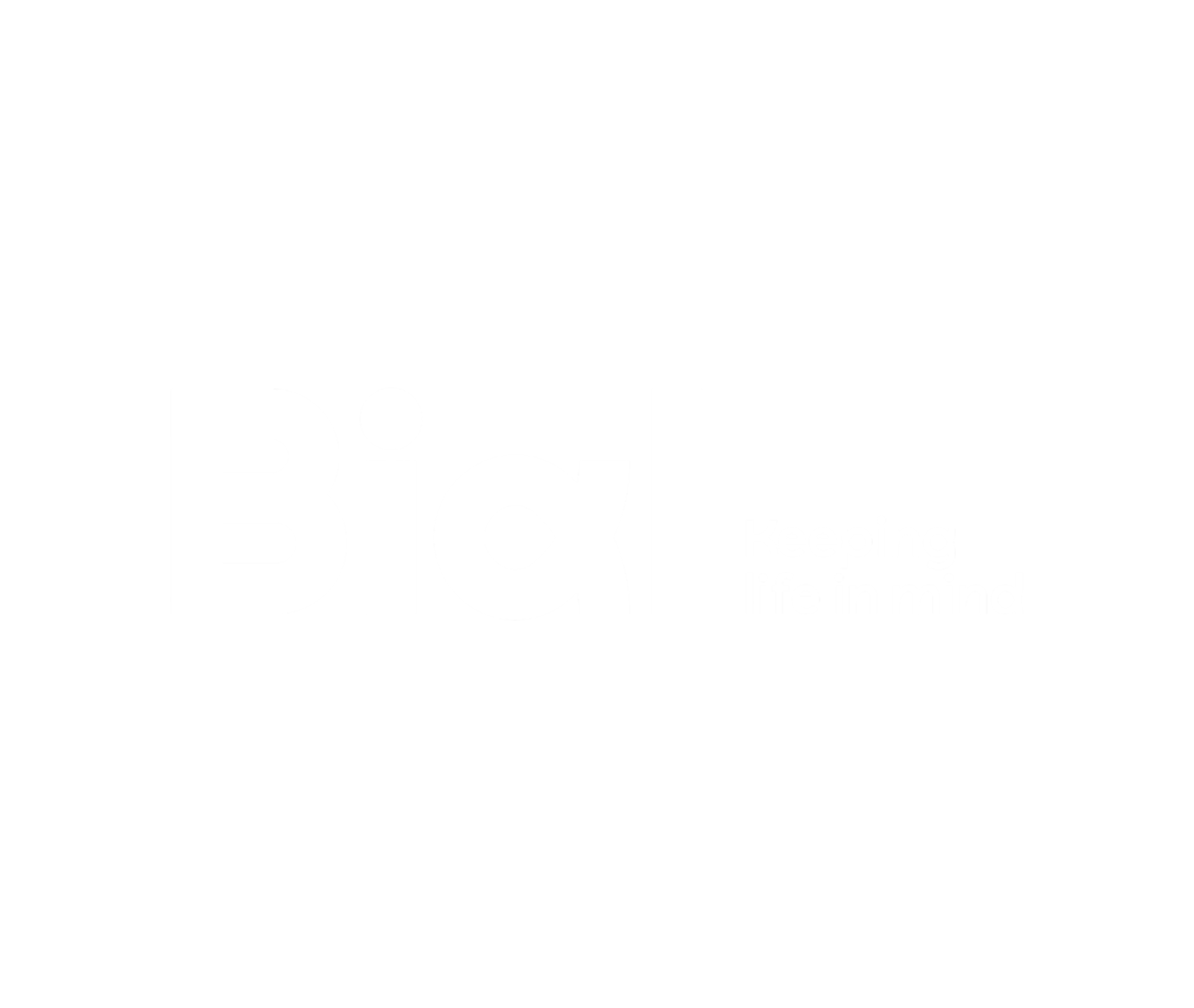 Black background with large white text that reads "Big" and smaller white text that reads "Keeping life in mind."