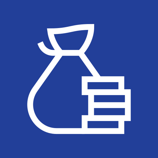 Money sack with stacked coins, icon for finance, savings, or wealth management.