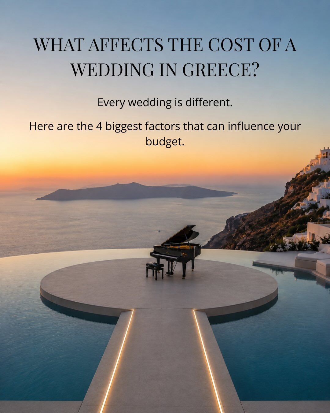 Planning a wedding in Greece?

Location, guest count, venue choice, vendors, and season can all have a big impact on your overall budget.

Questions about your wedding plans?

hello@thegreecedestinationdirectory.com

#GreeceWedding #WeddingInGreece #