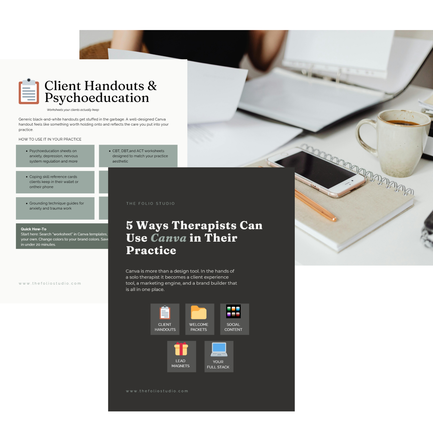 mockup for 5 ways therapists can use canva in their practice