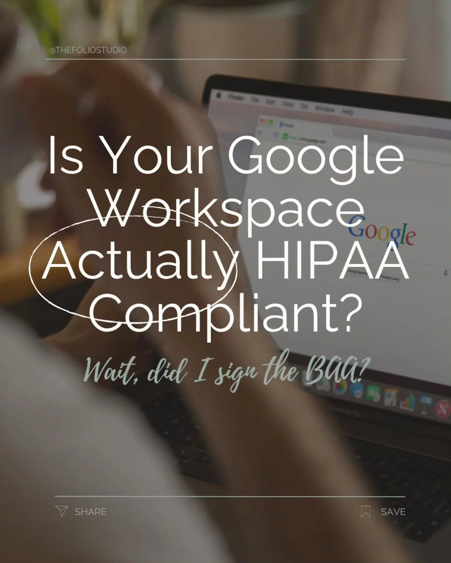Therapists! Is your Google Workspace HIPAA-Compliant? Do you even know?

You probably didn't open a Google Workspace account thinking about HIPAA and you just wanted an email that didn't say @gmail.com. But if you're using it for client communication