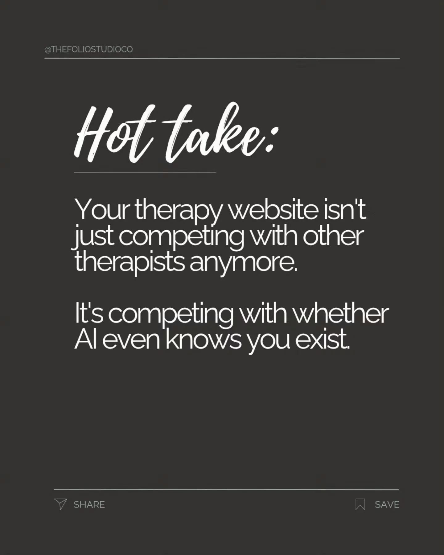 People are asking ChatGPT, Claude, Gemini, and Google AI Overview things like "who's a good anxiety therapist near me" instead of just Googling it.

That's a completely different kind of visibility than traditional SEO and most therapy webs