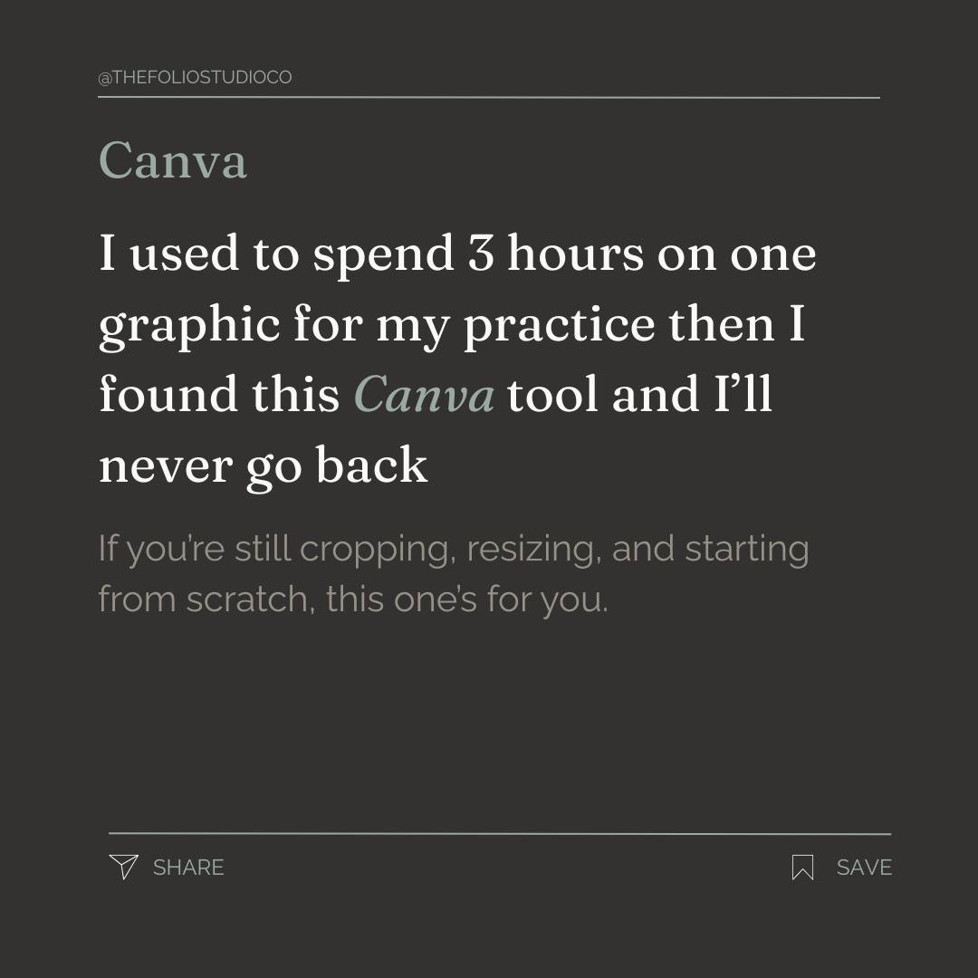 I used to spend too much time on graphics for my practice then I found these Canva tools and I'll never go back. If you're still cropping, resizing, or starting from scratch, then this is for you. 

These are the 6 Canva tools I used on repeat for my