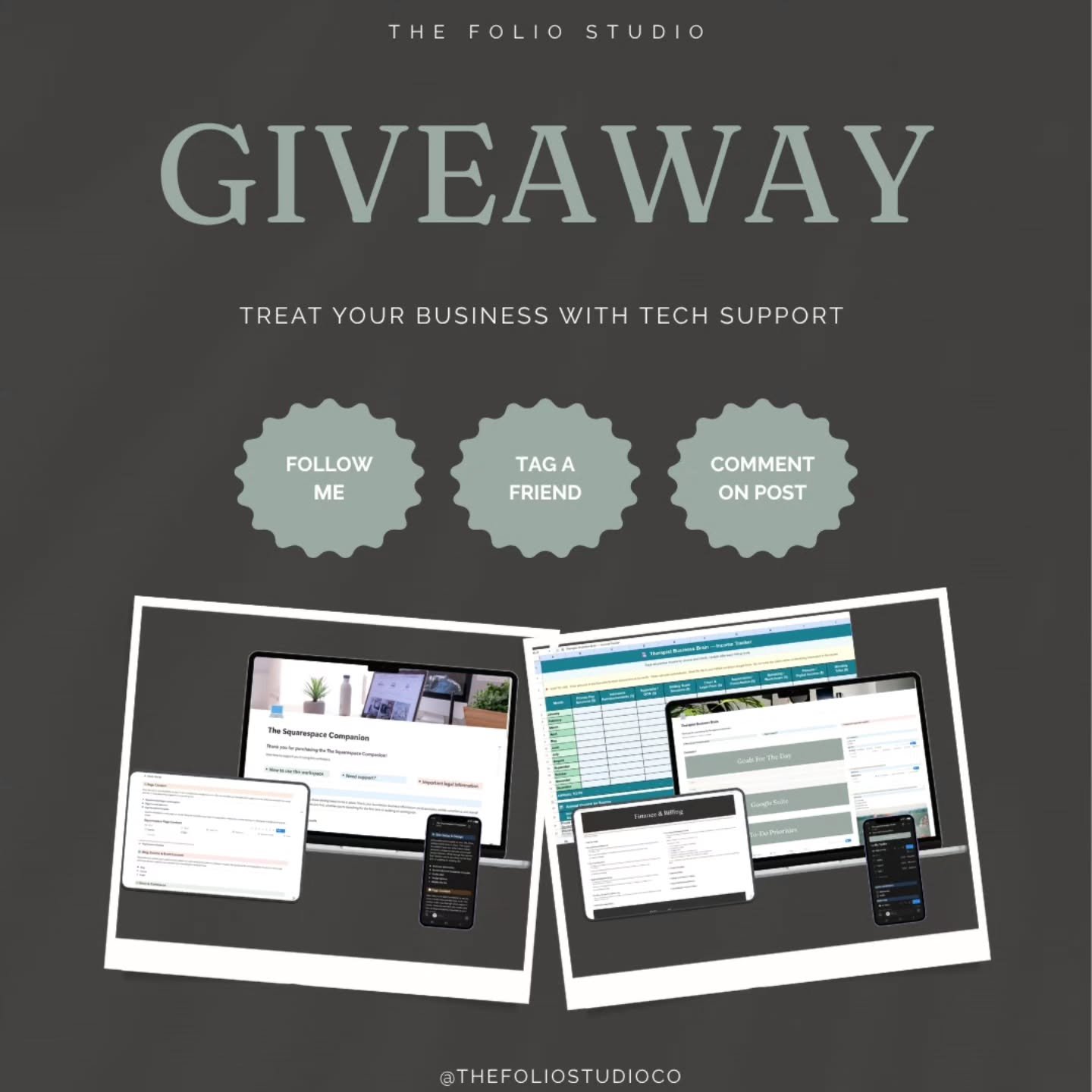 GIVEAWAY!! Two winners, two tools for the business side of your therapy practice.

Small account = big odds. Seriously, your chances are great!

I'm giving away one of each of my Notion (Notion is free) workspaces ($47 each and free lifetime updates)