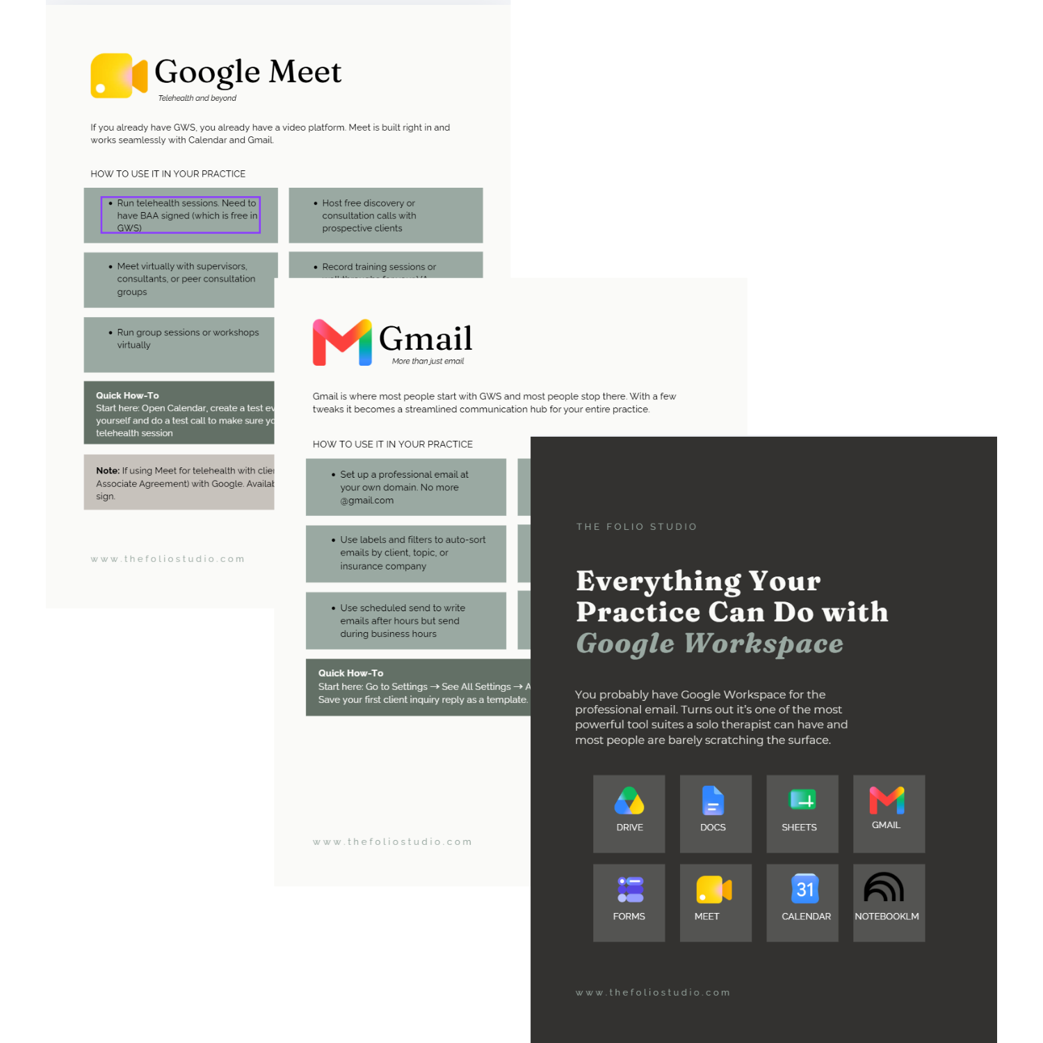 mock up for everything your practice can do with google workspace