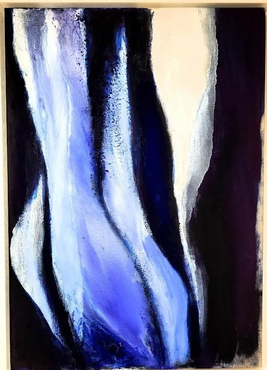 Ambiguity of Blue, abstract painting by Anna Parisch featuring flowing blue, white and black forms.jpg
