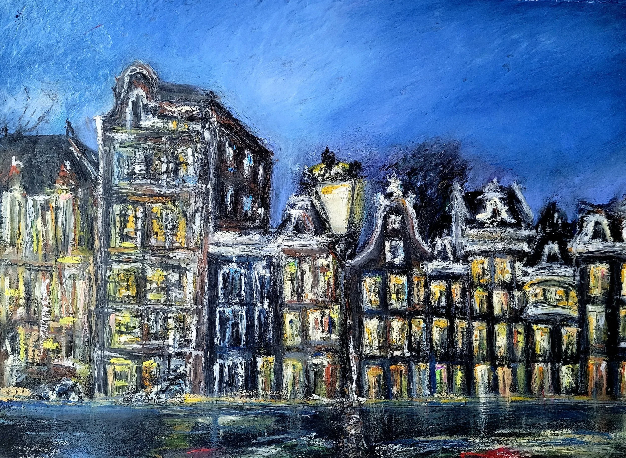 Dansing houses in Amsterdam
oil pastel, 20×30 cm ,2023
