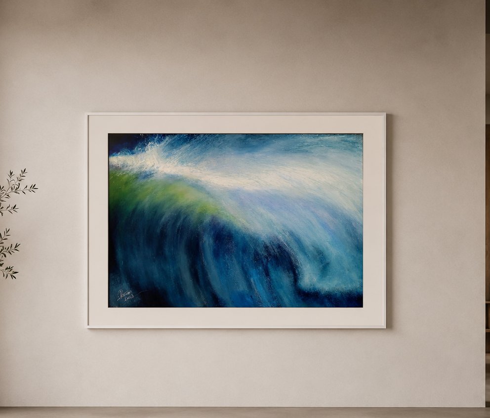 Ocean Wave 40x50cm, oil on paper, framed, 2023