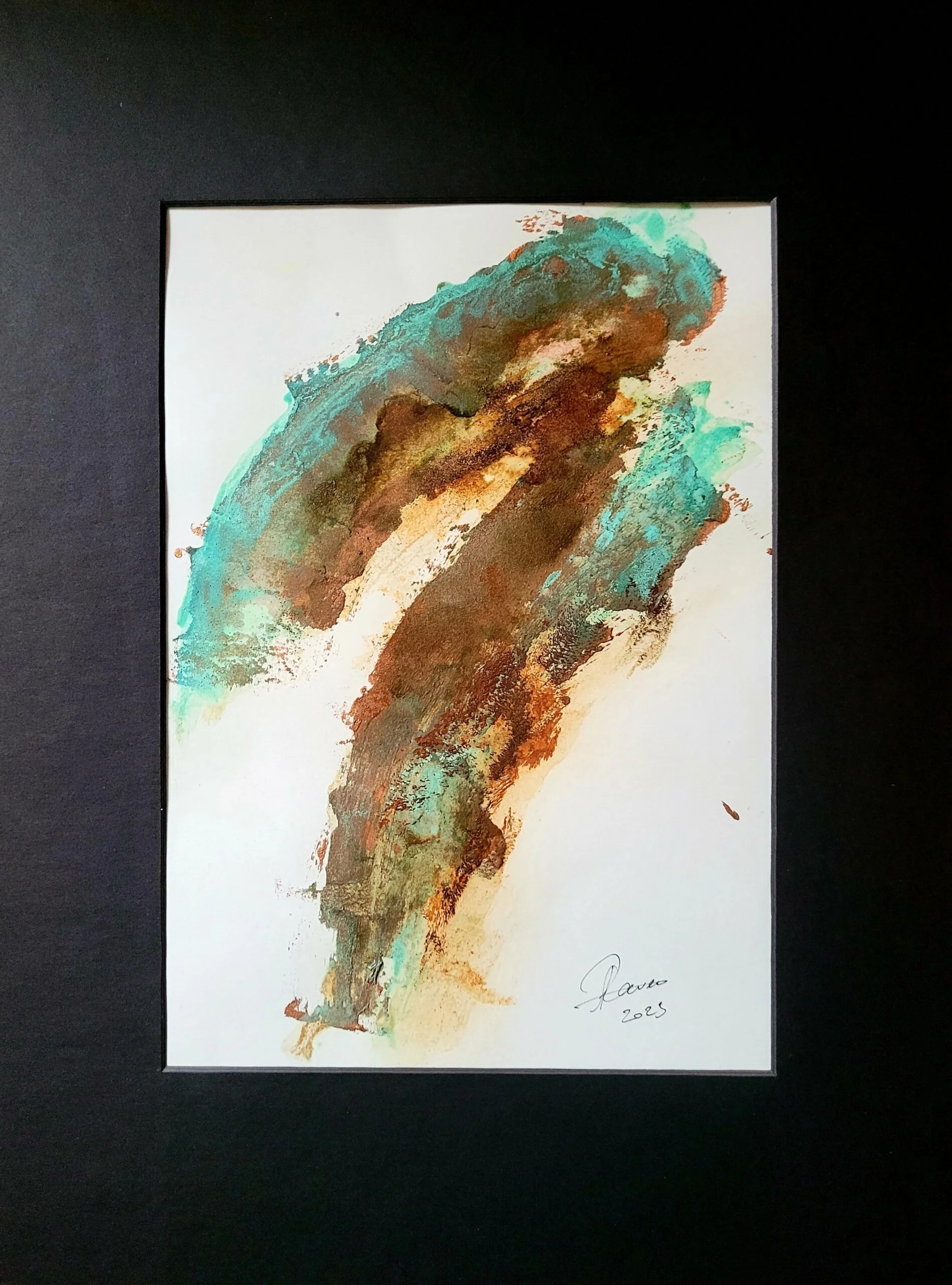 Unique original artwork, handmade and signed by the artist. Rust and oxydations on paper. 30x40 cm