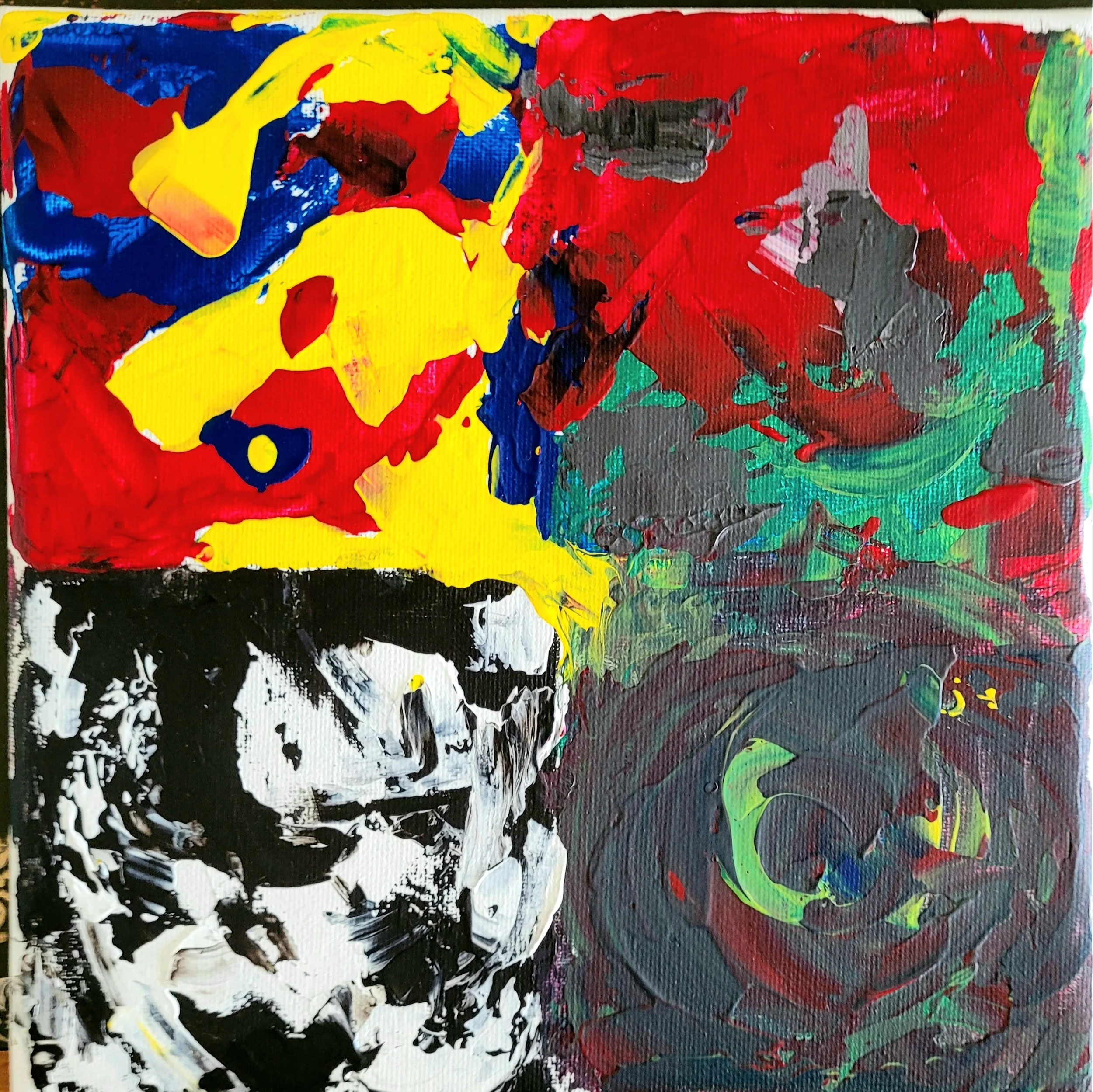 Unique original artwork, handmade and signed by the artist. Acrylic on canvas board. 25x25 cm