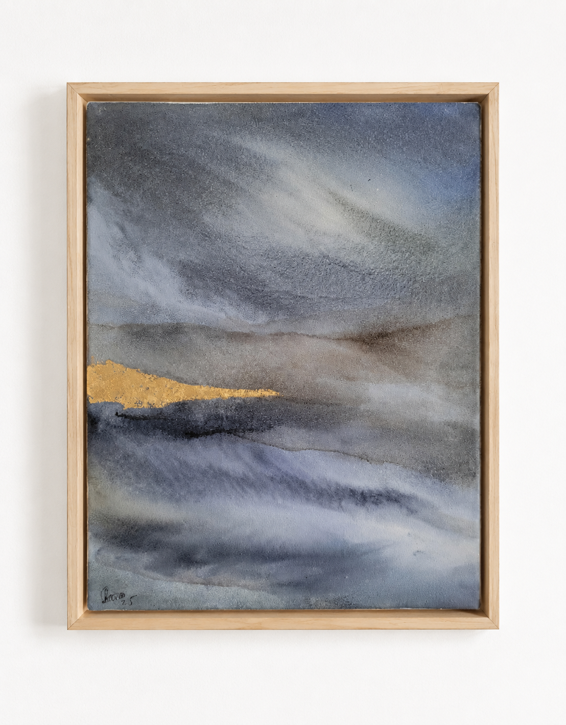 Silent Horizon, 30x40 cm, ink and acrylic on stretched canvas framed.