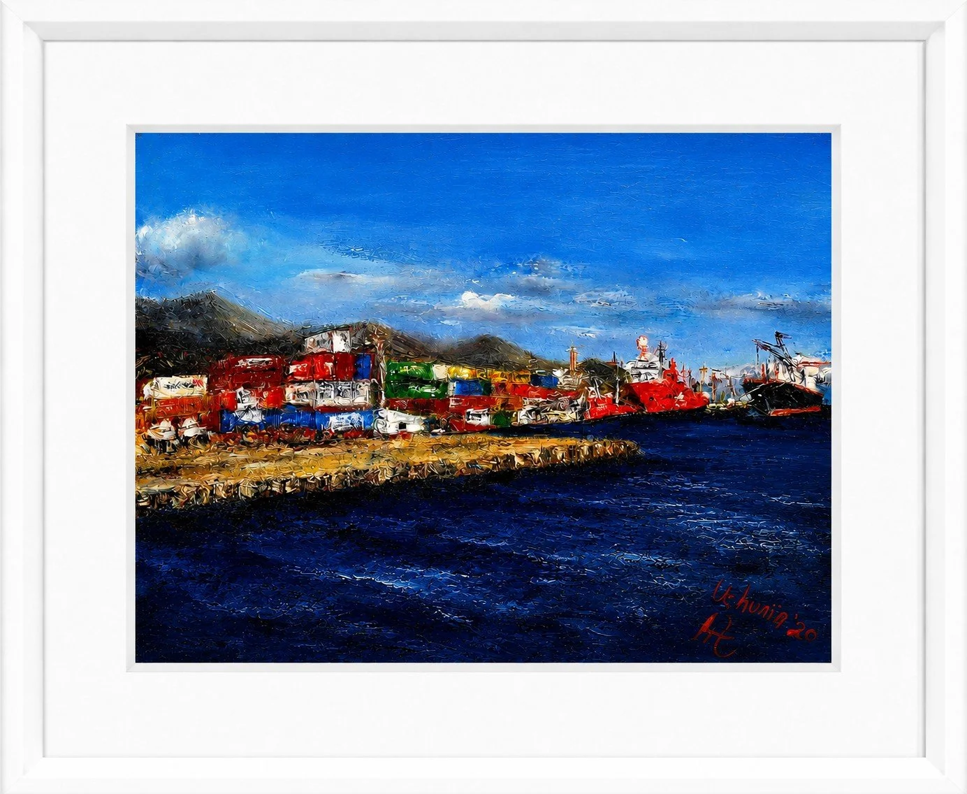 Ushuaia port 40×50 cm, oil on paper mounted on canvas framed