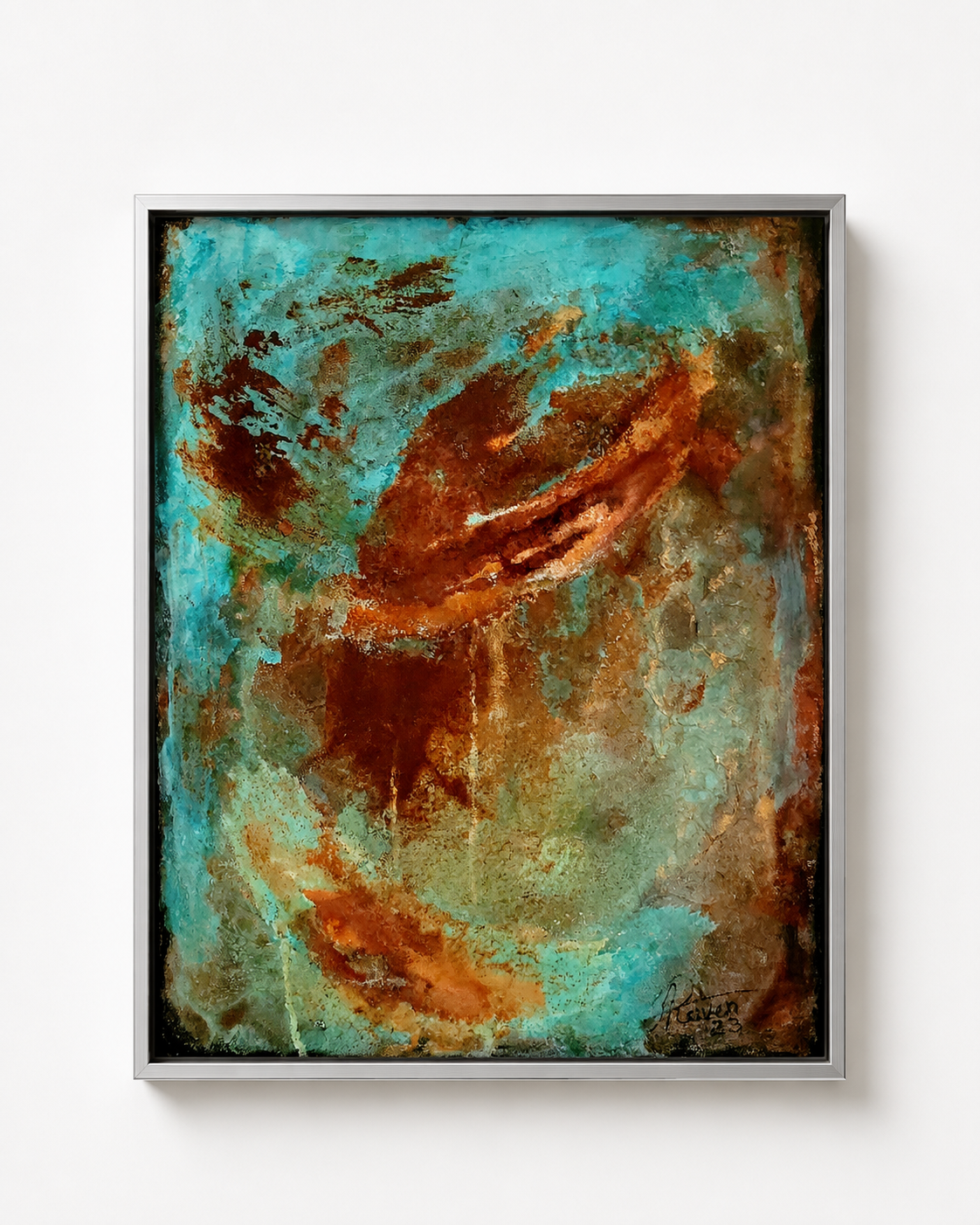 ESSENCE OF THE EARTH, oxydation on canvas, 30*40 cm, framed