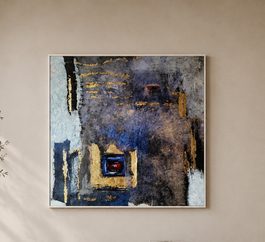 The Blue Chamber, Nihonga on Gold Leaf, 35x35 cm