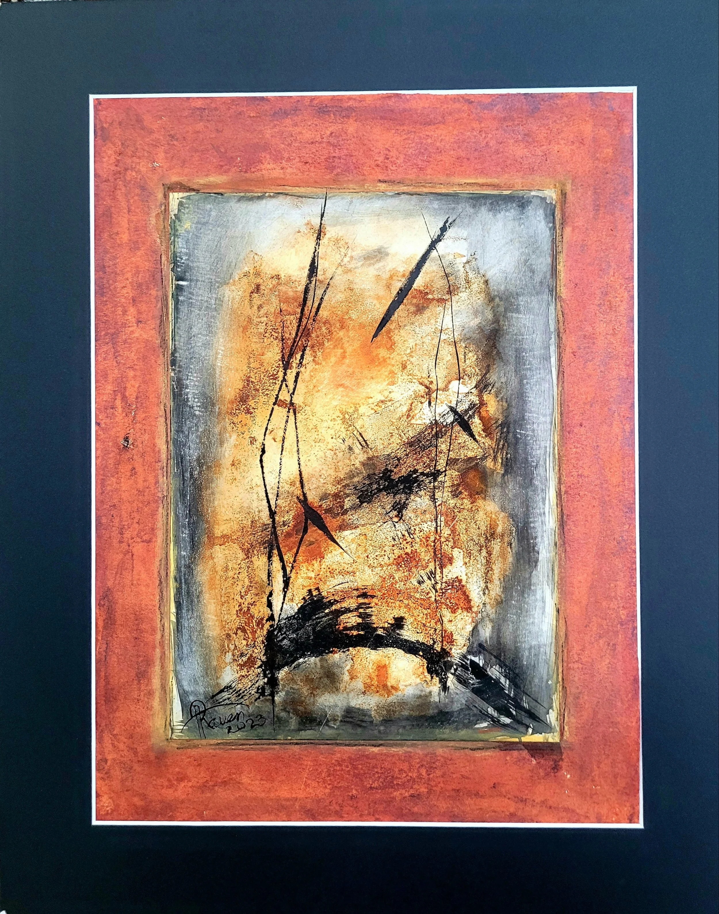 Unique original artwork, handmade and signed by the artist. Rust and oxydations on paper. 40x50 cm