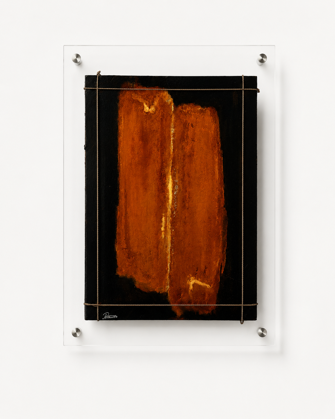 The Last Trace, Rust, Oxidation & Mineral Pigments on Plexiglass Unique Piece · 30 × 40 cm
