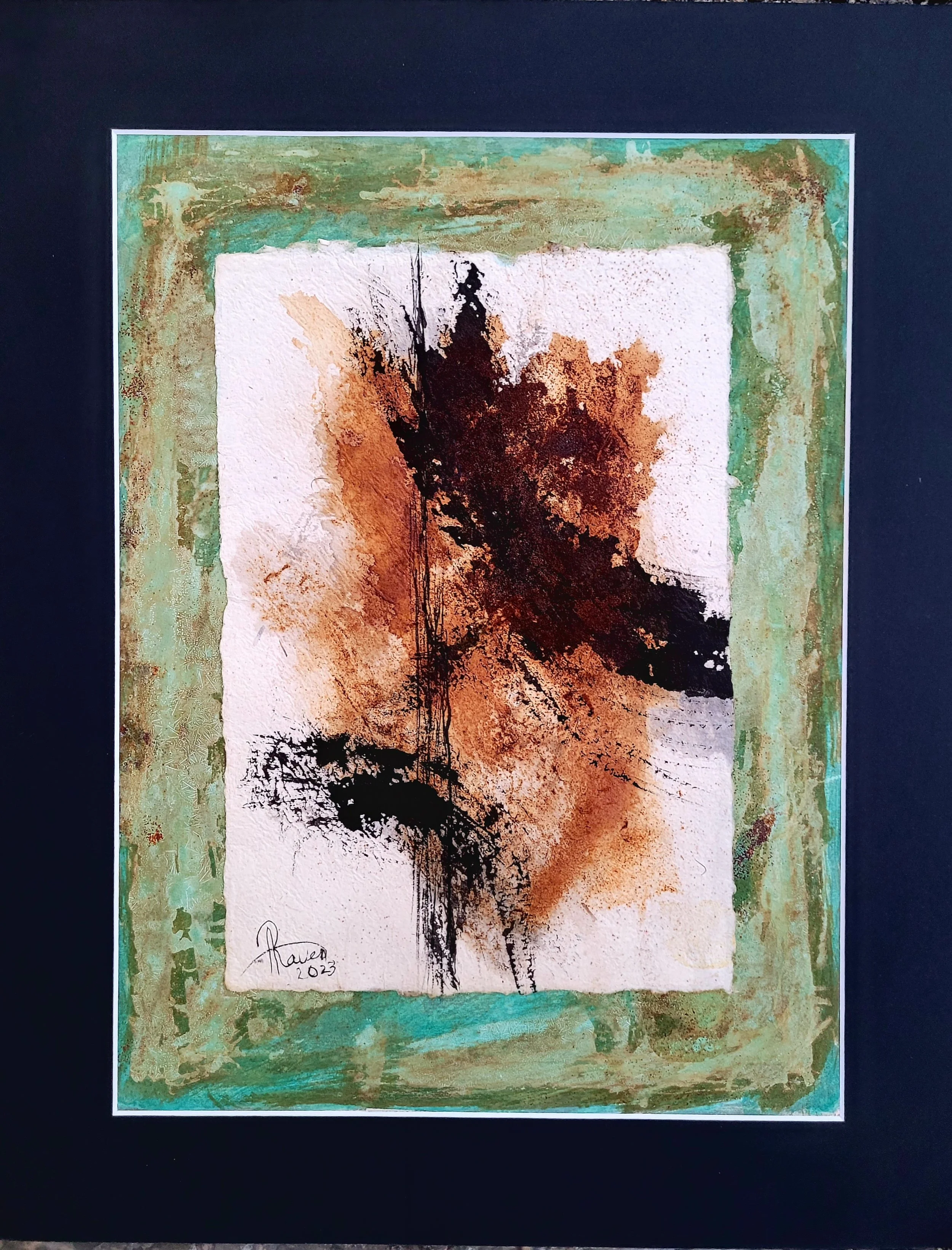 Unique original artwork, handmade and signed by the artist. Rust and oxydations on paper. 40x50 cm