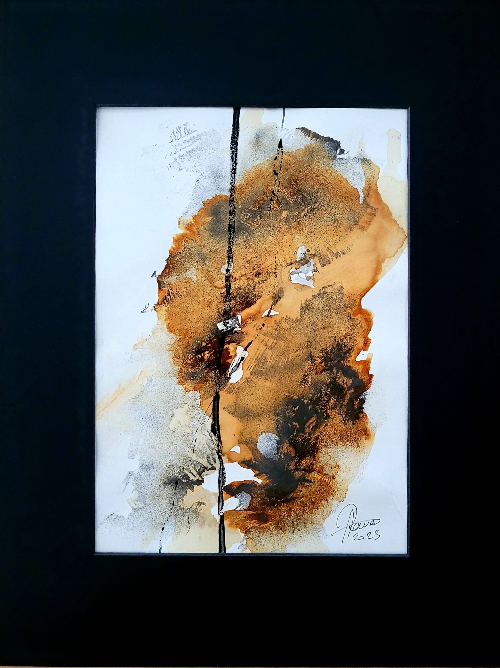 Unique original artwork, handmade and signed by the artist. Rust  on paper. 30x40 cm