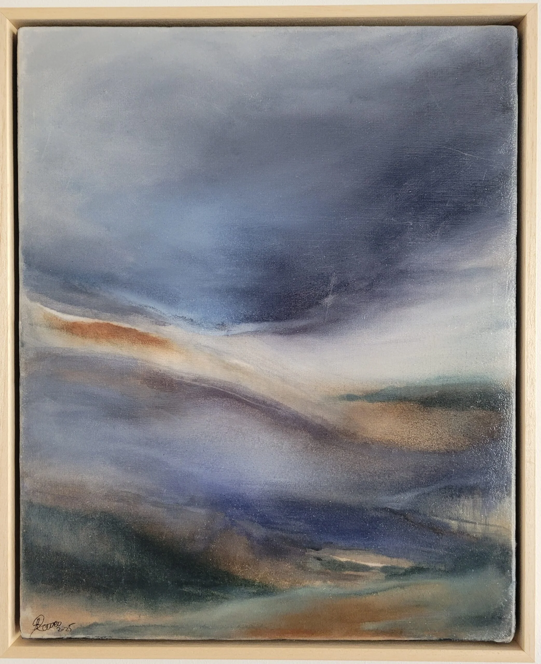 Celestial vault. Shellac ink on canvas. 40x50 cm. framed, 2024