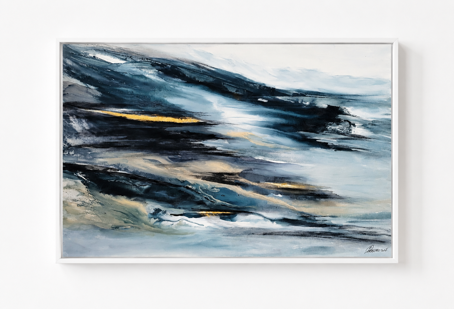 Winter wind. Shellac ink on canvas board. 40×60 cm. Framed