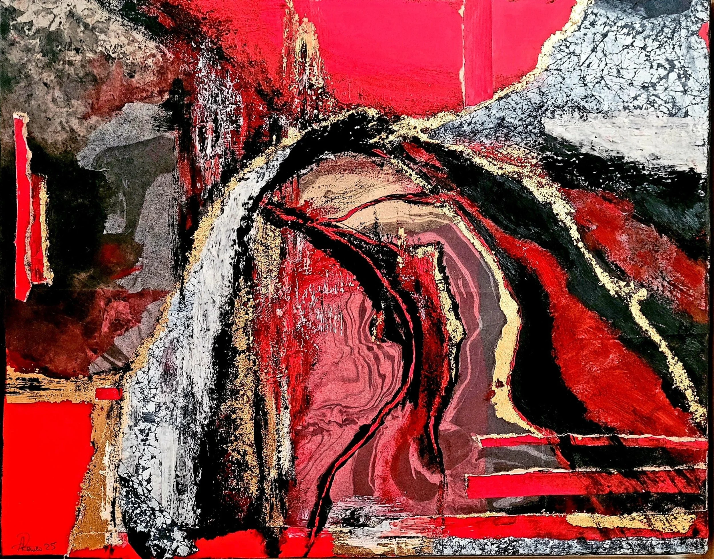 Red impact.
Mixed media on stretched canvas. 40×50 cm