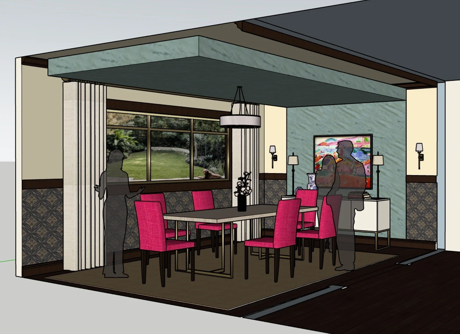 Digital Perspective Rendering: 
Digital rendering translating assigned materials into a cohesive and immersive dining experience.